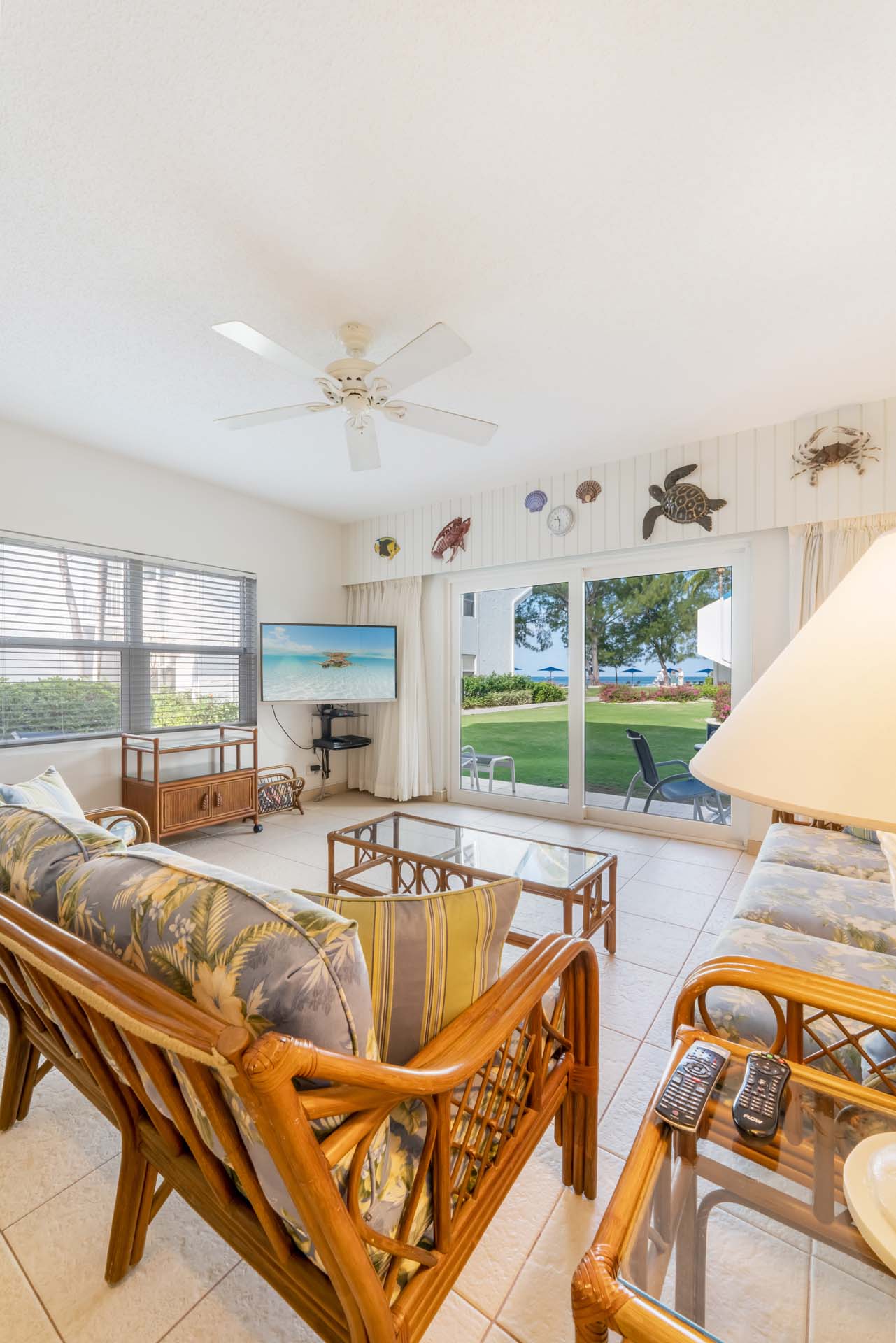 Living Room in VOG unit 53, Seven Mile Beach Condo Rental
