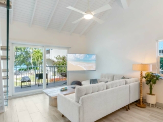 Living Room in VOG unit 19, Seven Mile Beach Condo Rental