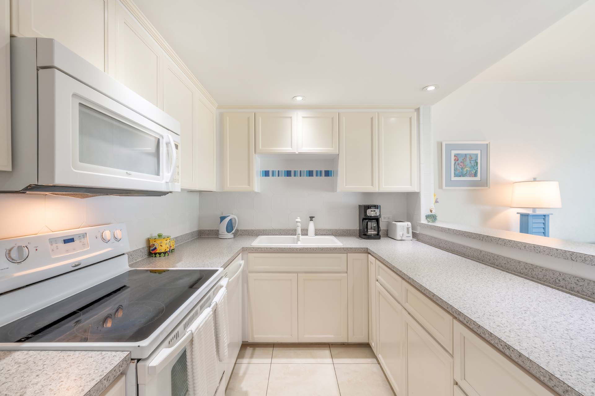 Kitchen in VOG unit 7, Seven Mile Beach Vacation Rental