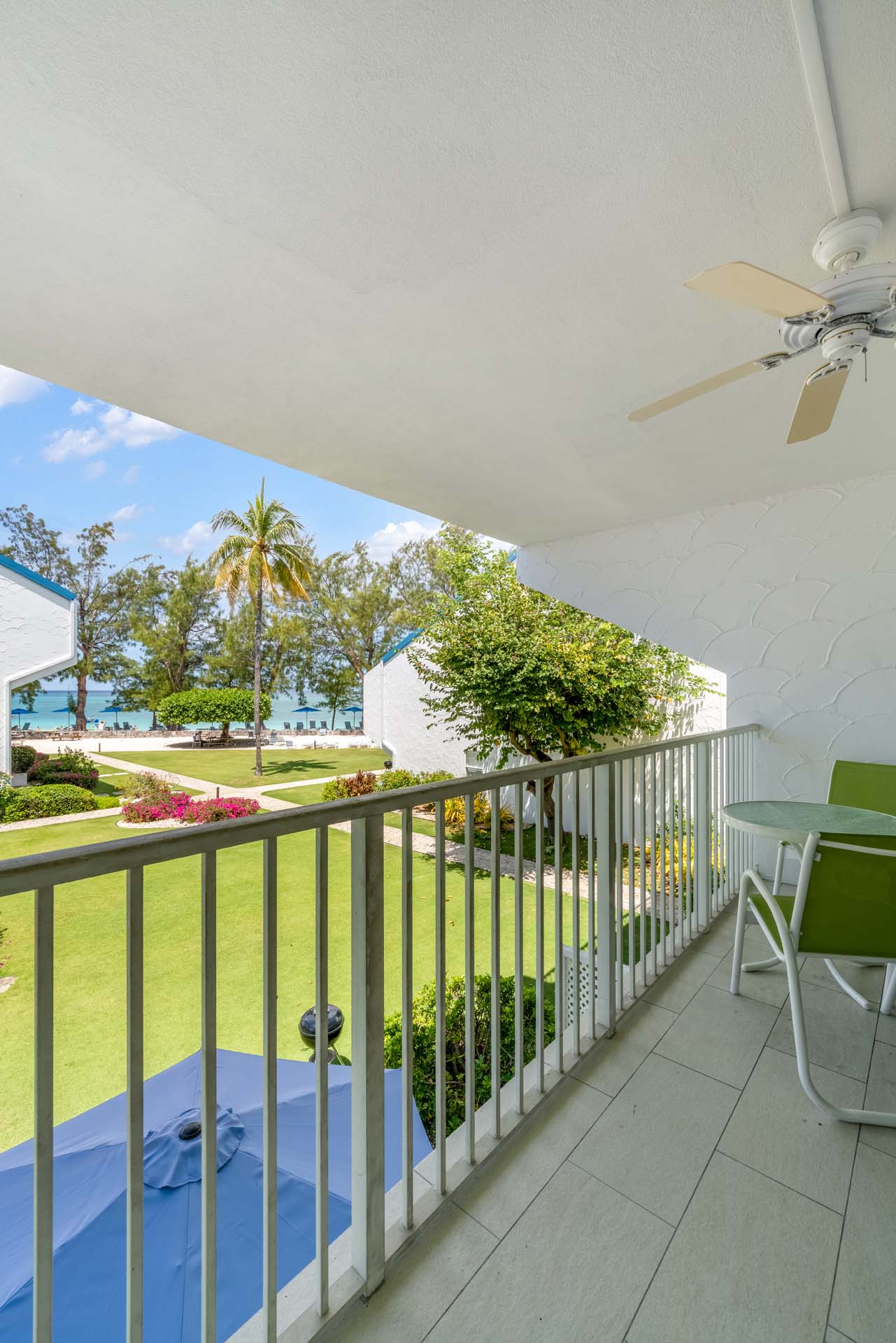 Patio in VOG unit 7, Seven Mile Beach Condo Rental