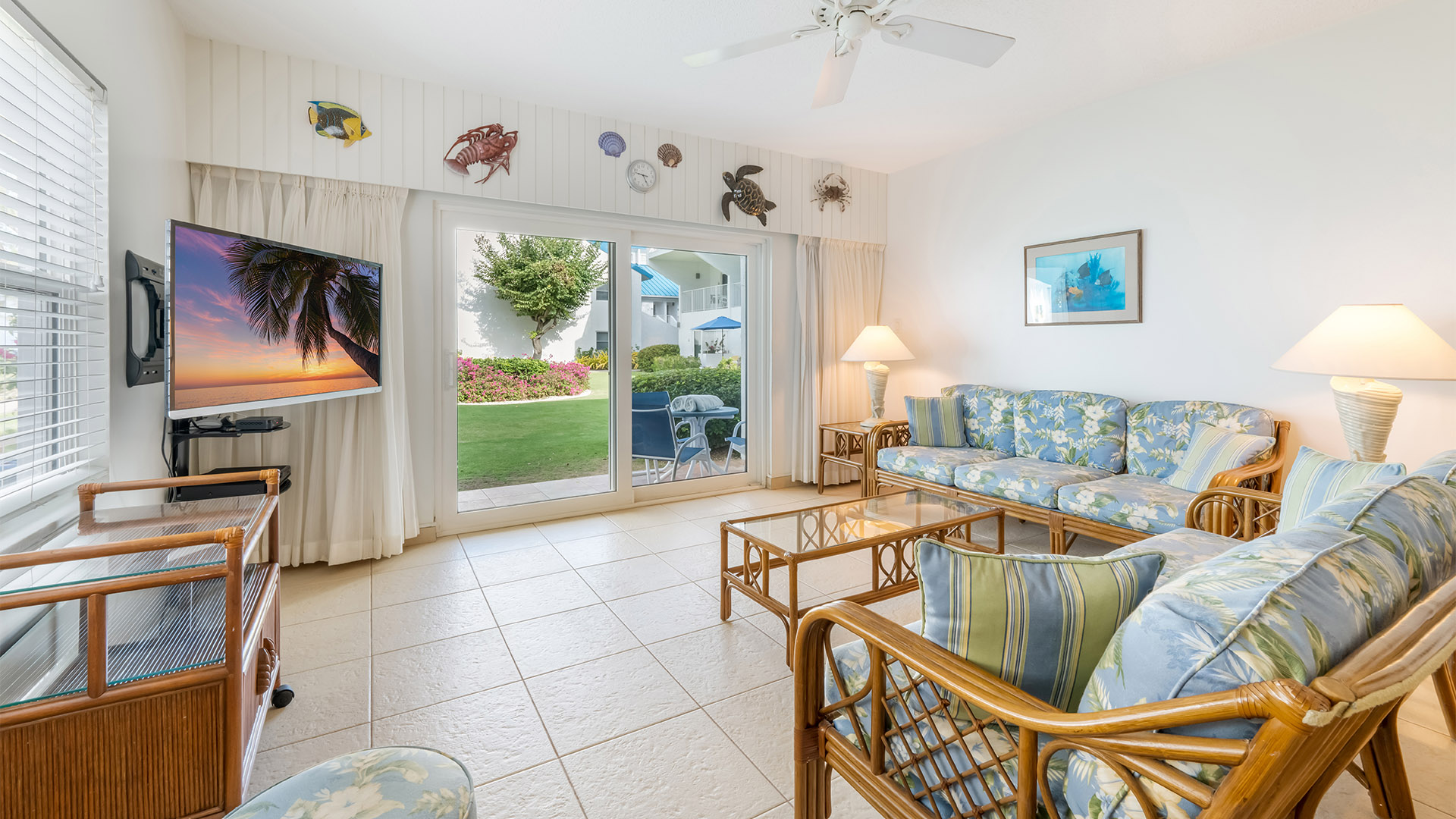 Living Room in VOG unit 53, Seven Mile Beach Vacation Rental