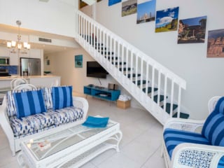Living Room in VOG unit 50, Seven Mile Beach Condo Rental